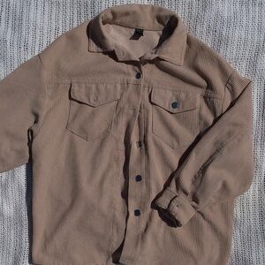 Tan Corduroy Button-Up Jacket